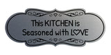 Signs ByLITA Designer This Kitchen is Seasoned with Love Durable ABS Plastic Laser Engraved Easy Installation Elegant Design Wall or Door Sign