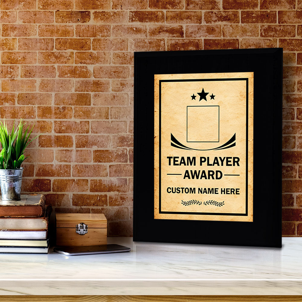 Team Player Award Personalized (Black) Wall Plaque With Easel Acrylic Stand | Workplace Recognition Ceremonies Award Plaques