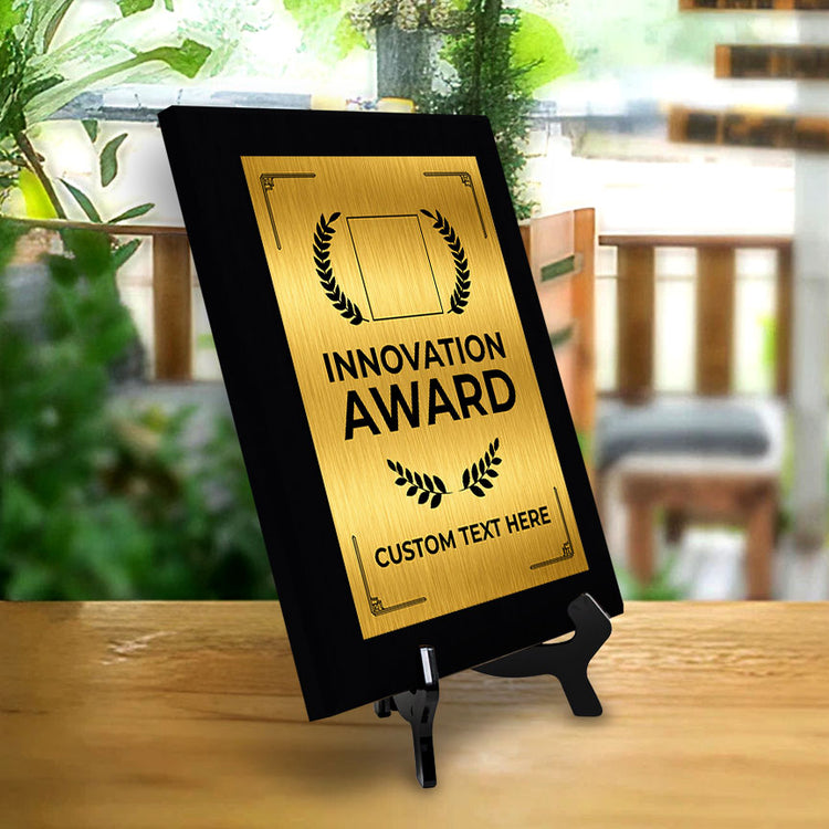 Innovation Award Award Personalized (Black) Wall Plaque With Easel Acrylic Stand | Workplace Recognition Ceremonies Award Plaques