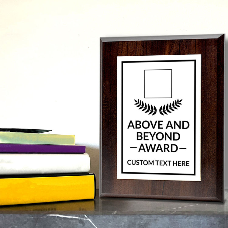 Above and Beyond Award Personalized (Wooden) Wall Plaque With Easel Acrylic Stand | Workplace Recognition Ceremonies Award Plaques