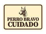 Signs ByLITA Classic Framed Perro Bravo Cuidado Graphic Spanish Security Wall or Door Sign