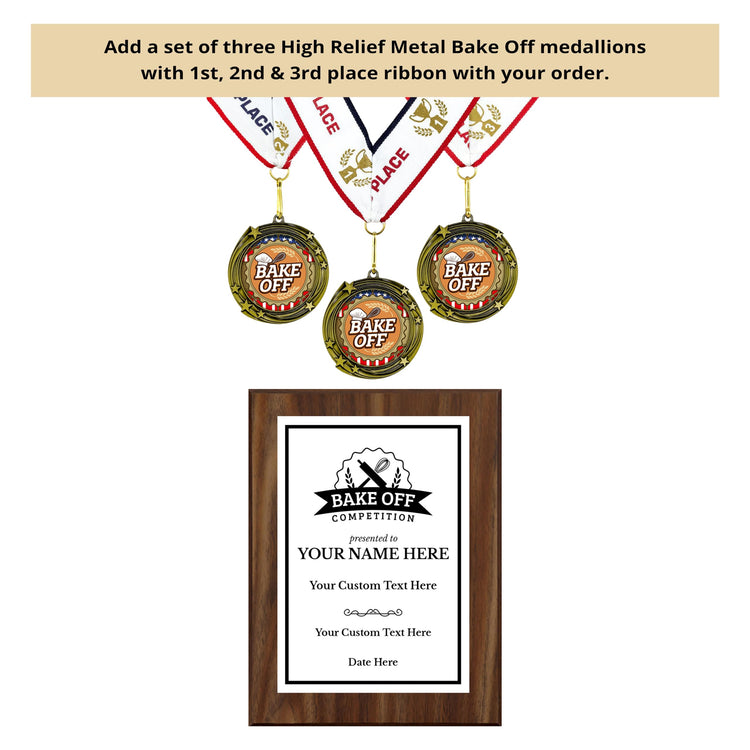 Bake Off Competition Customizable Award Plaque | Easel Mount Option | Achievement and Recognition Personalizable Plaques