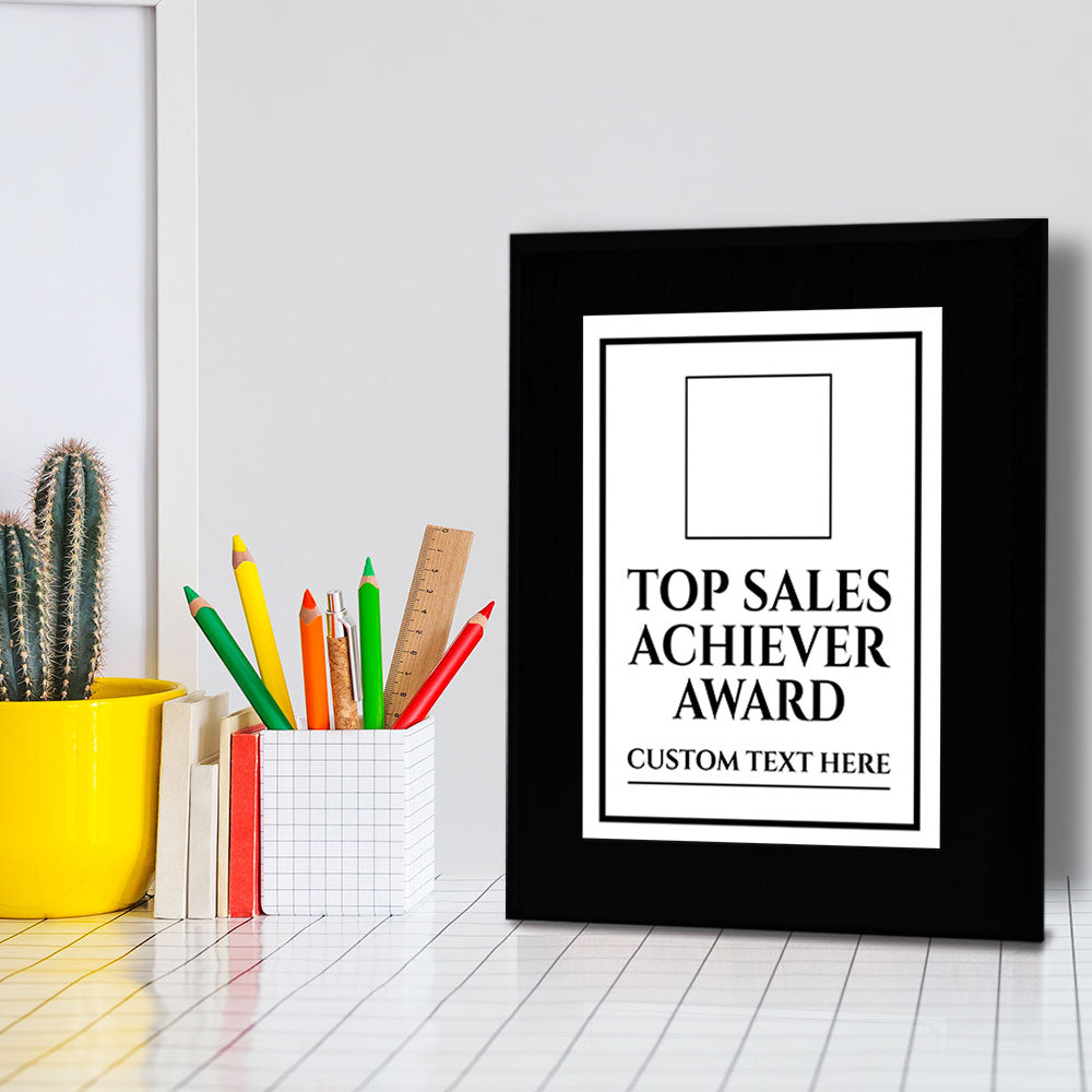 Top Sales Achiever Award Personalized (Black) Wall Plaque With Easel Acrylic Stand | Workplace Recognition Ceremonies Award Plaques