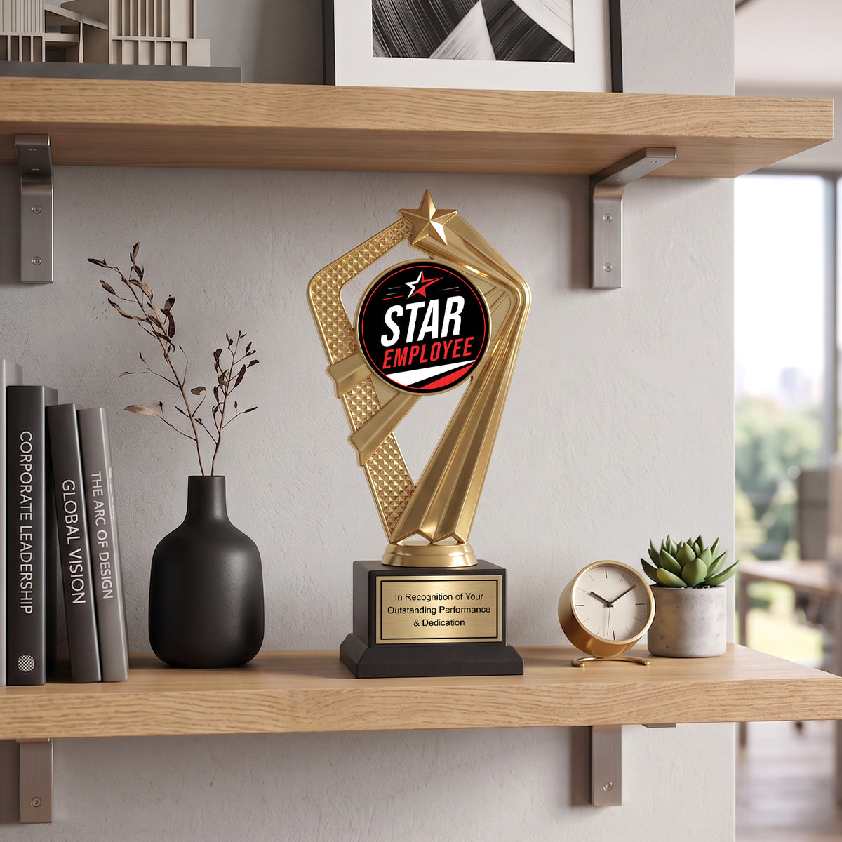 All Quality Star Employee Trophy, Custom Engraved — Personalized Standout-Employee Recognition Award