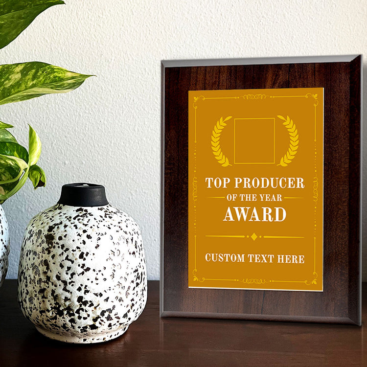 Top Producer of the Year Award Personalized (Wooden) Wall Plaque With Easel Acrylic Stand | Workplace Recognition Ceremonies Award Plaques