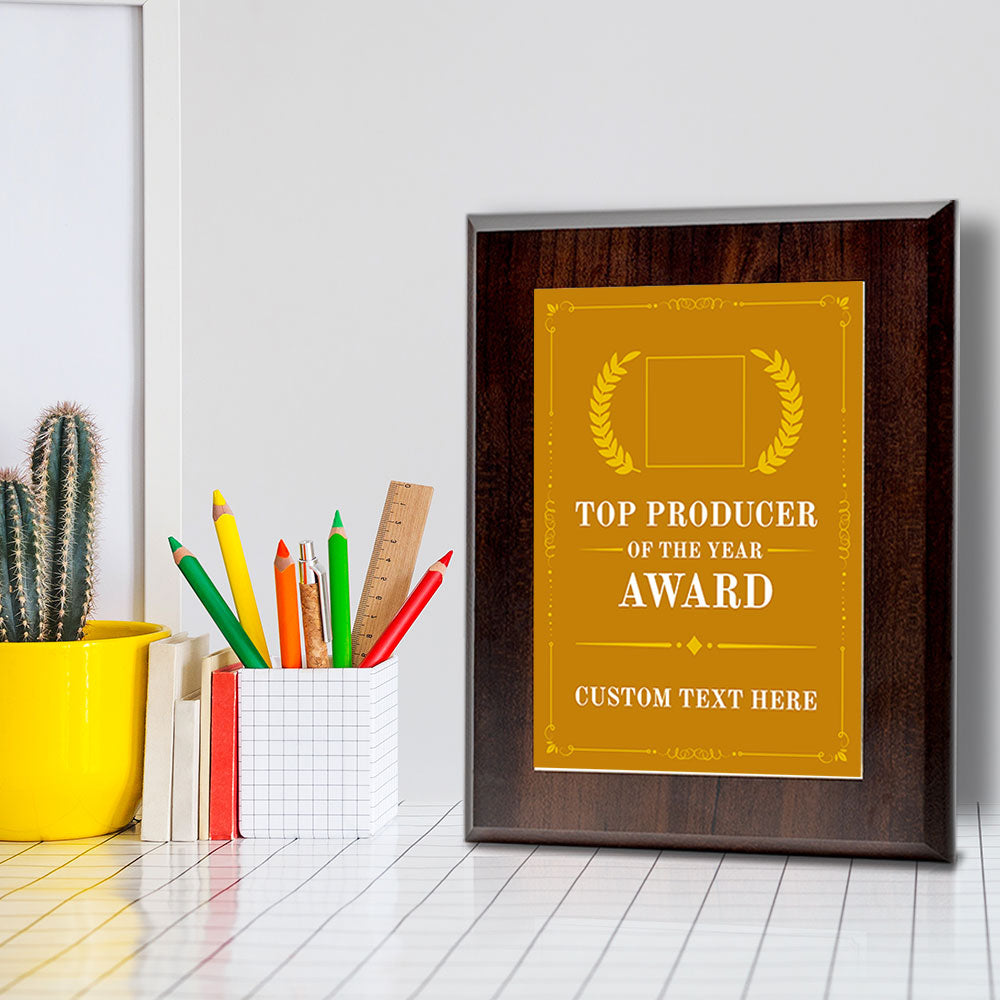 Top Producer of the Year Award Personalized (Wooden) Wall Plaque With Easel Acrylic Stand | Workplace Recognition Ceremonies Award Plaques