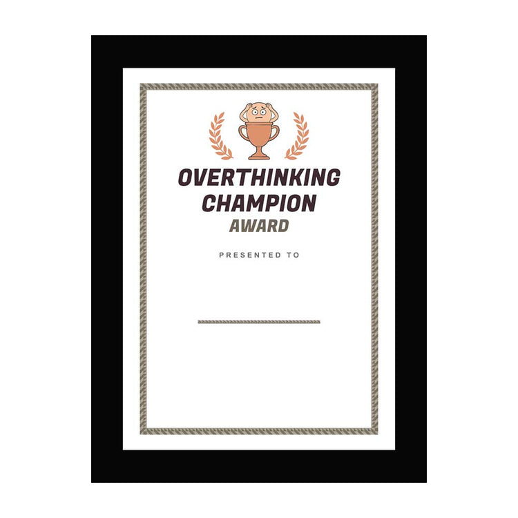 Overthinking Champion' Award Personalized Wall Plaque With Easel Acrylic Stand | Novelty/Funny Office Award Plaques