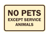 Classic Framed No Pets Except Service Animals Sign