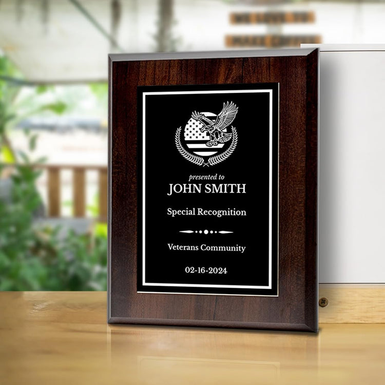 Thank You For Your Service Military and First Responders Customizable Award Plaque | Easel Mount Option | Patriotic Recognition of Achievement and Service Personalizable Plaques