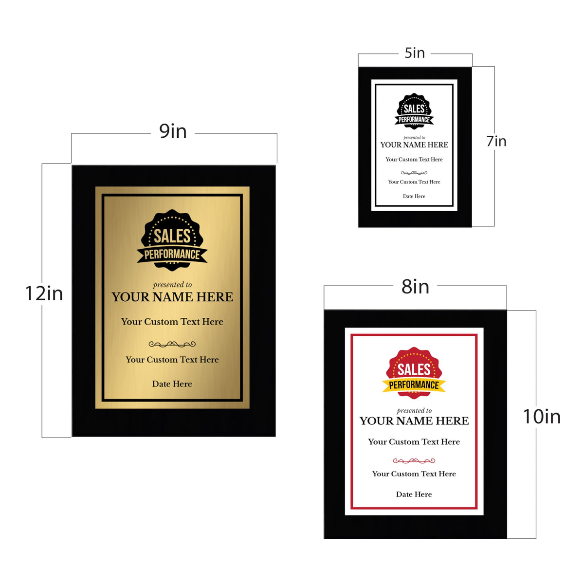 Sales Performance Customizable Black Frame Award Plaque | Easel Mount Option | Achievement and Recognition Personalizable Plaques