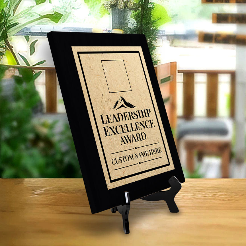 Leadership Excellence Award Personalized (Black) Wall Plaque With Easel Acrylic Stand | Workplace Recognition Ceremonies Award Plaques