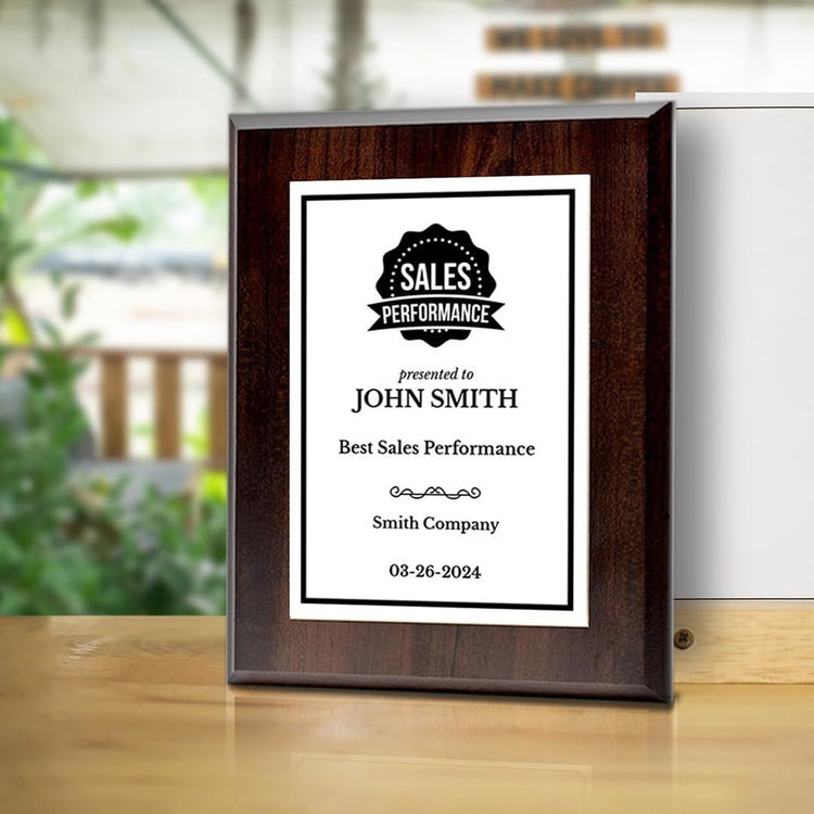 Sales Performance Customizable Award Plaque | Easel Mount Option | Achievement and Recognition Personalizable Plaques