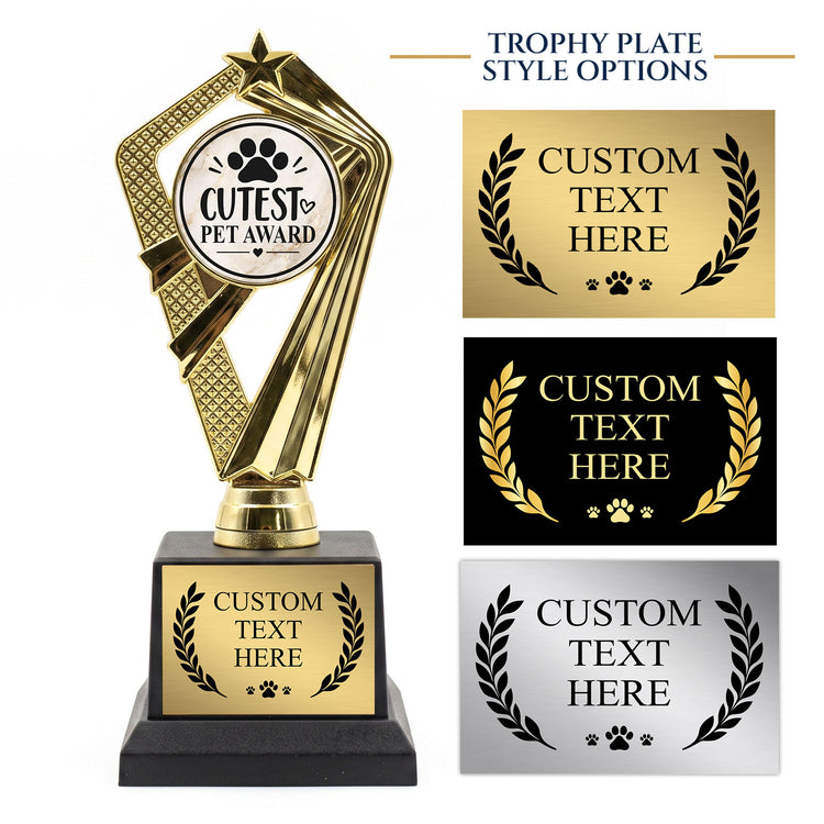 Gaucho Goods Cutest Pet Award Trophy, Custom Engraved Pet Gift — Personalized Award for Pet Contests, Birthdays & Gifts