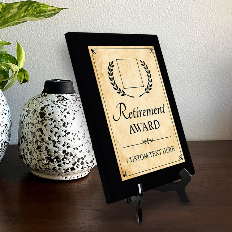 Retirement Award Personalized (Black) Wall Plaque With Easel Acrylic Stand | Workplace Recognition Ceremonies Award Plaques