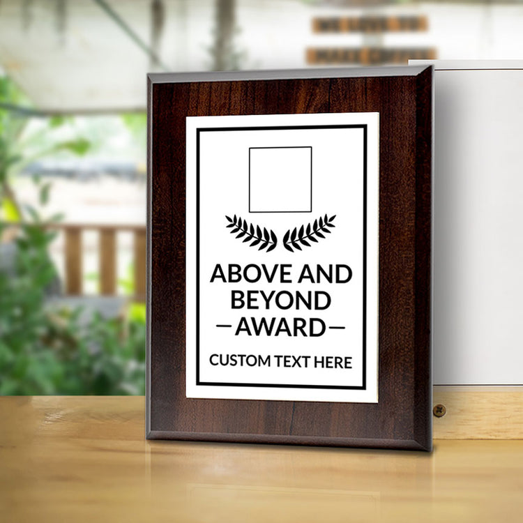 Above and Beyond Award Personalized (Wooden) Wall Plaque With Easel Acrylic Stand | Workplace Recognition Ceremonies Award Plaques