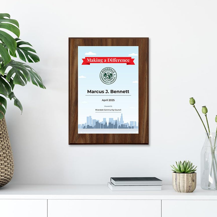 Community Hero Award Personalized (Wooden) Wall Plaque With Easel Acrylic Stand | Certificates & Achievements Personalized Wall Prints (Plaques)