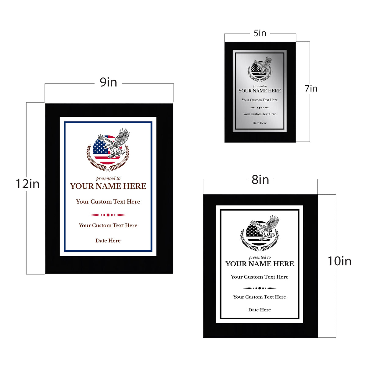 Thank You For Your Service Military and First Responders Customizable Black Frame Award Plaque | Easel Mount Option | Patriotic Recognition of Achievement and Service Personalizable Plaques