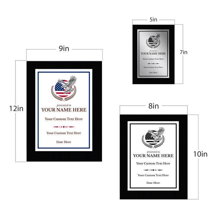 Thank You For Your Service Military and First Responders Customizable Black Frame Award Plaque | Easel Mount Option | Patriotic Recognition of Achievement and Service Personalizable Plaques