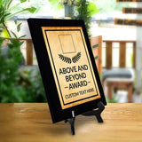 Above and Beyond Award Personalized (Black) Wall Plaque With Easel Acrylic Stand | Workplace Recognition Ceremonies Award Plaques