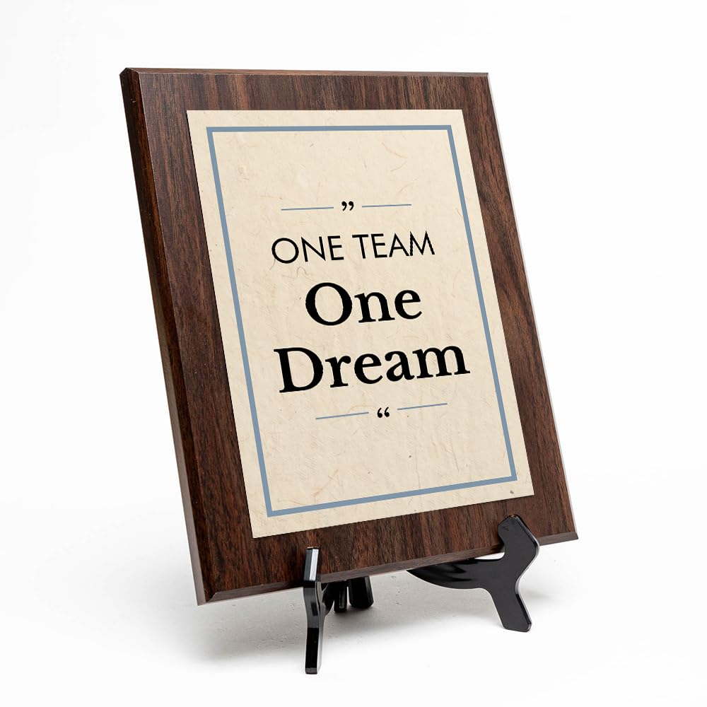 One Team, One Dream Decorative Wall Plaque With Easel Acrylic Stand | Motivational Decor