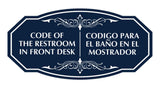 Signs ByLITA Victorian Code Of The Restroom In Front Desk/ Codigo Para el Baño en el Mostrador Bilingual Business Wall or Door Sign