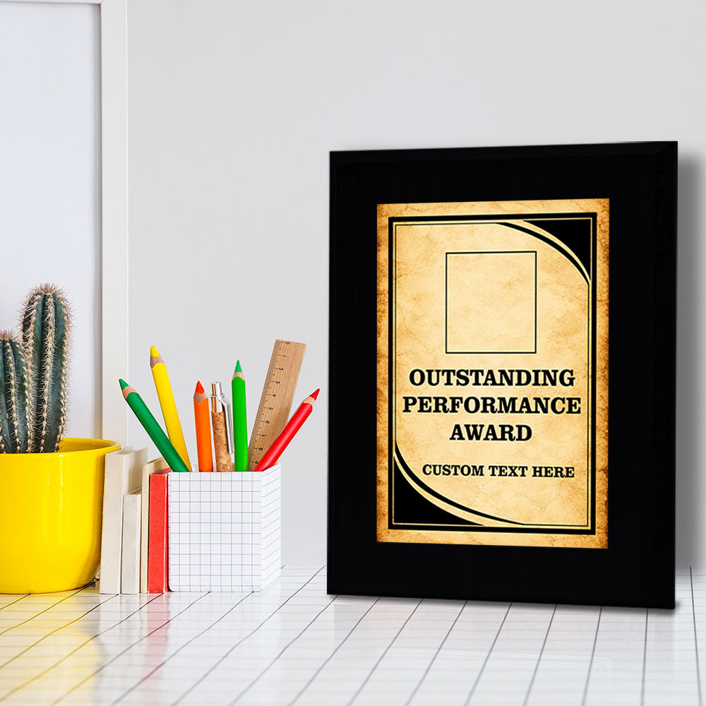 Outstanding Performance Award Personalized (Black) Wall Plaque With Easel Acrylic Stand | Workplace Recognition Ceremonies Award Plaques