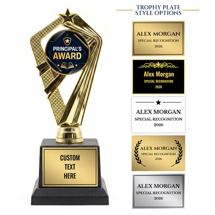 All Quality Principal's Award Trophy, Custom Engraved — Personalized School Recognition Award for Students