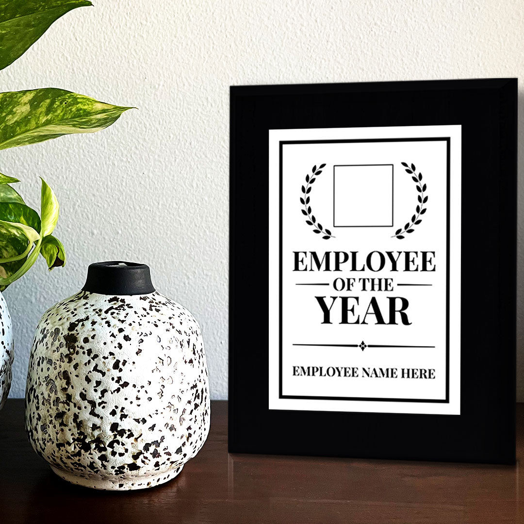 Employee of the Year Award Personalized (Black) Wall Plaque With Easel Acrylic Stand | Workplace Recognition Ceremonies Award Plaques