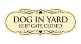 Designer Dog In Yard Keep Gate Closed Sign