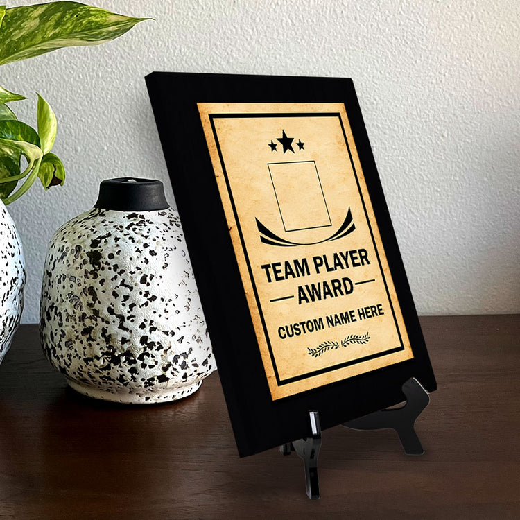 Team Player Award Personalized (Black) Wall Plaque With Easel Acrylic Stand | Workplace Recognition Ceremonies Award Plaques