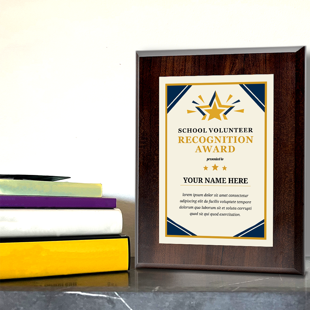 School Volunteer Recognition Award' Personalized Wall Plaque With Easel Acrylic Stand | Education Recognition School Award Plaques