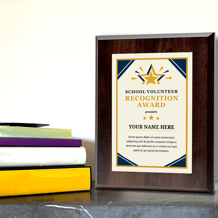 School Volunteer Recognition Award' Personalized Wall Plaque With Easel Acrylic Stand | Education Recognition School Award Plaques