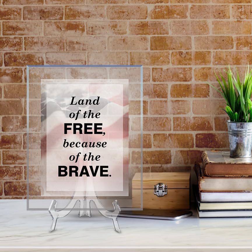 Signs ByLITA Personalized Acrylic Award Plaque with Patriot Faded US Flag Design – Custom Engraved Clear Desk Award, Recognition Gift, Office Decor (Multiple Sizes)