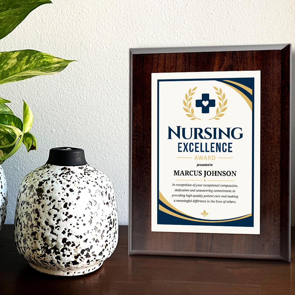 Nursing Excellence Award Personalized Wall Plaque With Easel Acrylic Stand | Professional/Industry Recognition Award Plaques