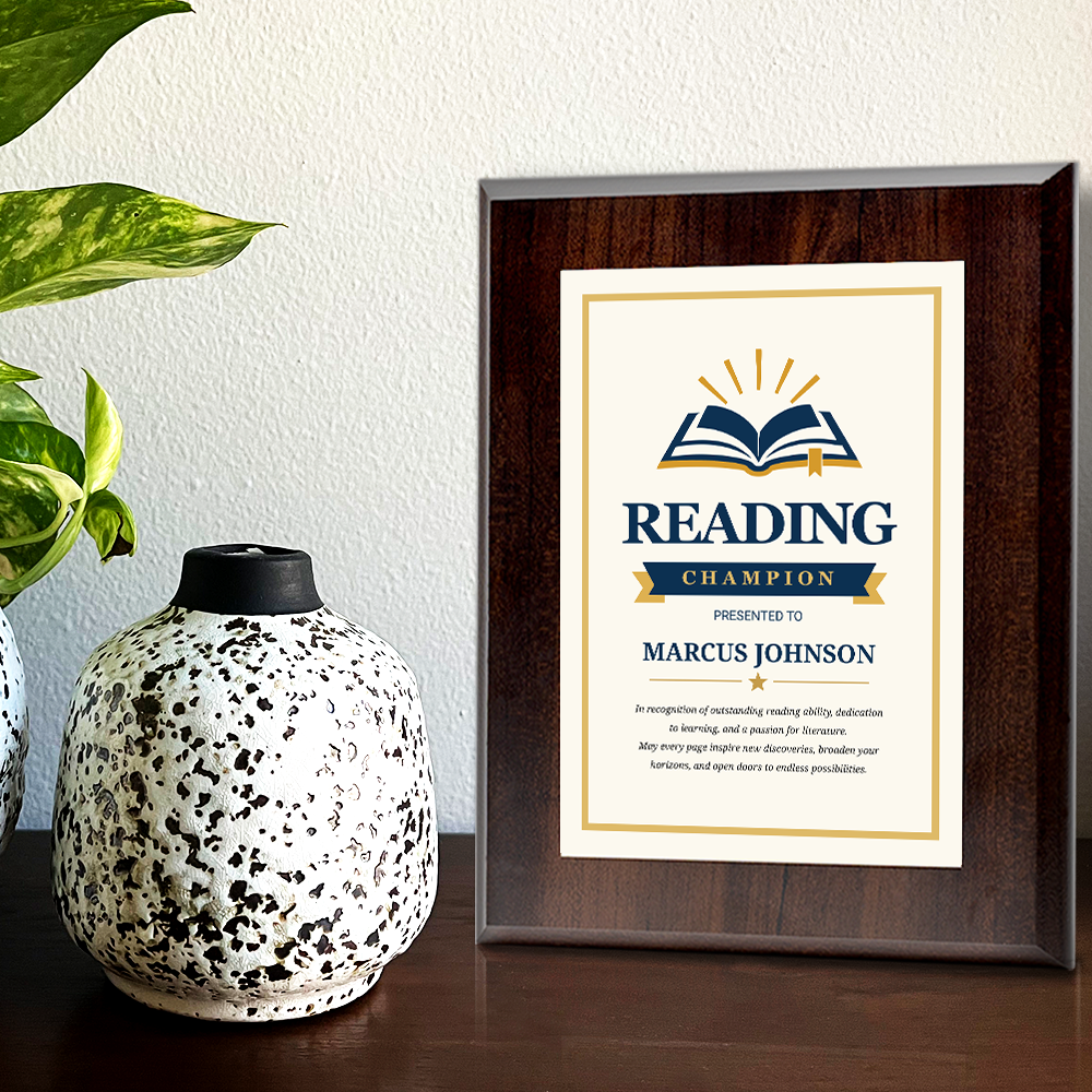 Reading Champion Award Personalized Wall Plaque With Easel Acrylic Stand | Education Recognition School Award Plaques