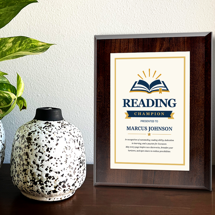 Reading Champion Award Personalized Wall Plaque With Easel Acrylic Stand | Education Recognition School Award Plaques