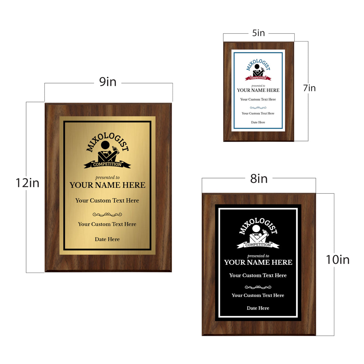 Mixologist Competition Customizable Award Plaque | Easel Mount Option | Achievement and Recognition Personalizable Plaques