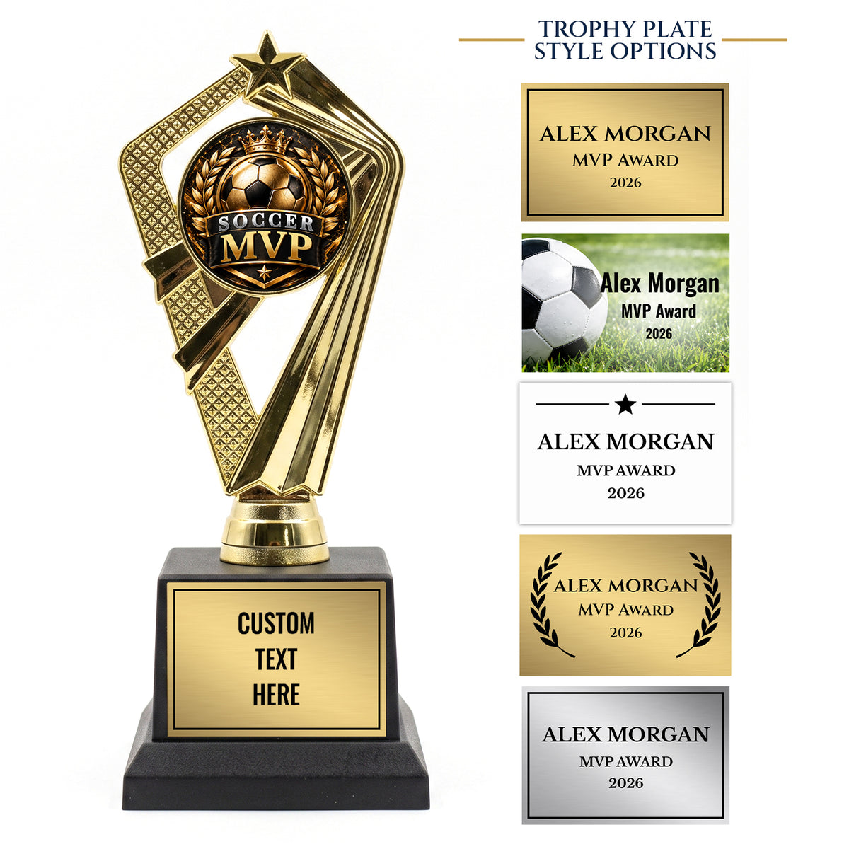 All Quality Soccer Individual Awards Trophies (1 Pack & 3 Packs), Custom Engraved for Your Team