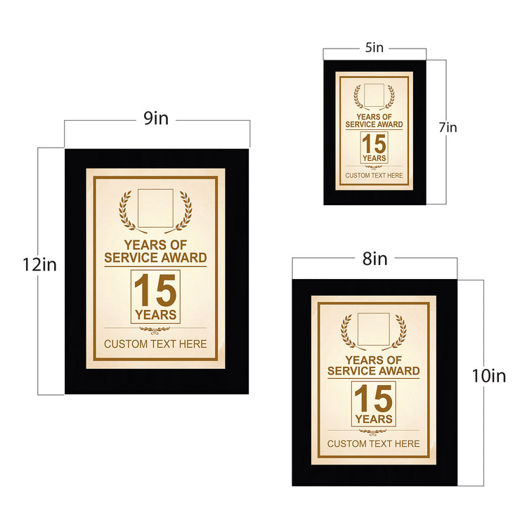 Years of Service Award Plaque — 15 Years Award Personalized (Black) Wall Plaque With Easel Acrylic Stand | Workplace Recognition Ceremonies Award Plaques