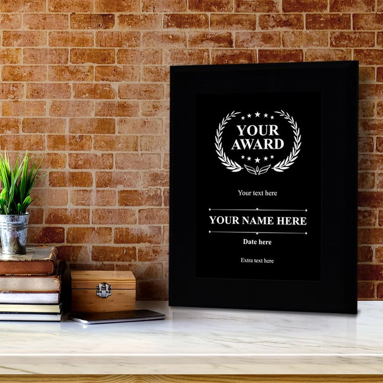 Signs ByLITA Customizable Black Frame Wooden Award Plaque | Optional Easel Mount | Personalizable Recognition Gift for Winners of Awards, Certificates and Achievements