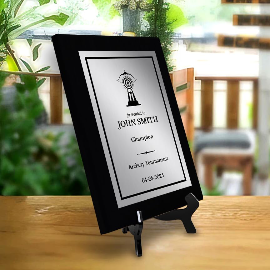 Archery Customizable Black Frame Wooden Award Plaque | Easel Mount Option | Achievement and Recognition Personalizable Plaques | Sports Award