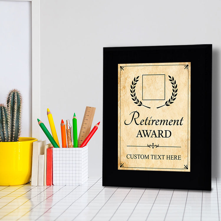 Retirement Award Personalized (Black) Wall Plaque With Easel Acrylic Stand | Workplace Recognition Ceremonies Award Plaques