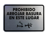 Signs ByLITA Classic Framed Prohibido Arrojar Basura en Este Lugar Graphic Spanish Security Wall or Door Sign
