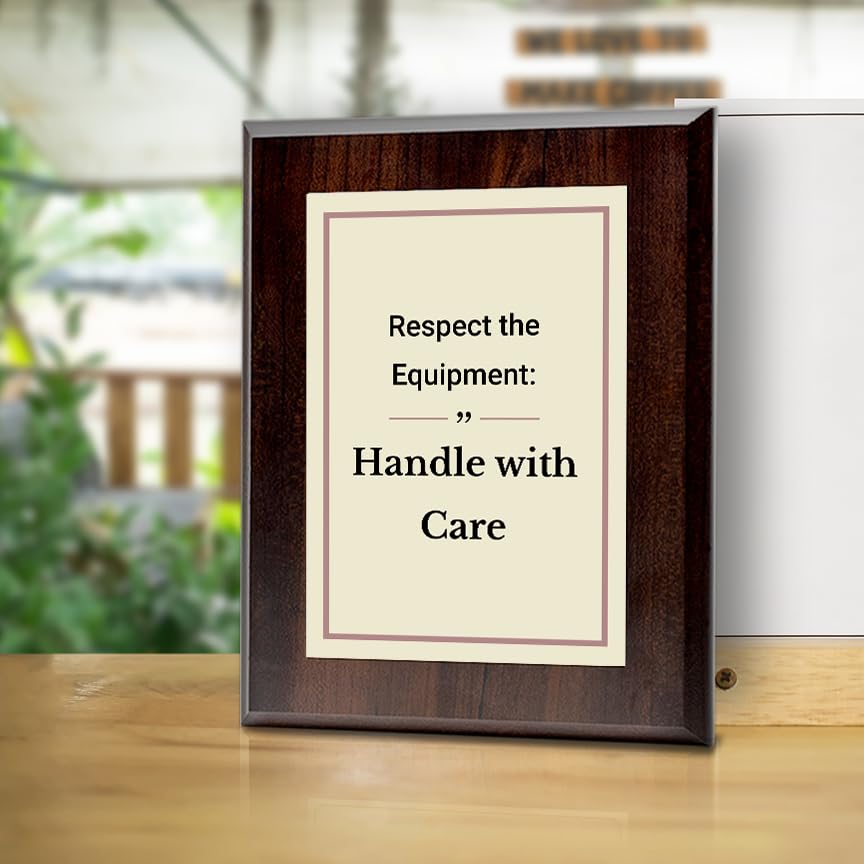 Respect the Equipment: Handle with Care Decorative Wall Plaque With Easel Acrylic Stand | Motivational Decor