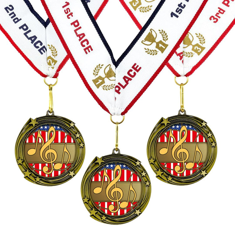 All Quality Music Swirling Stars Design Medal - 1st, 2nd, 3rd Place