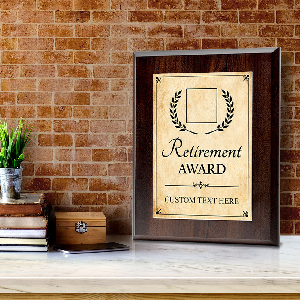 RetirementAward Personalized (Wooden) Wall Plaque With Easel Acrylic Stand | Workplace Recognition Ceremonies Award Plaques