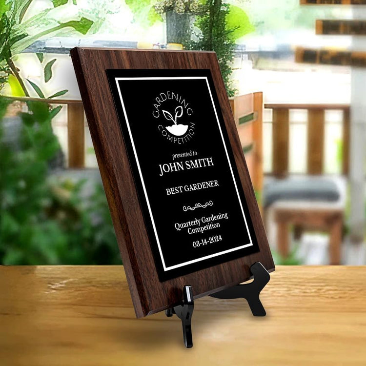 Gardening Competition Customizable Award Plaque | Easel Mount Option | Achievement and Recognition Personalizable Plaques