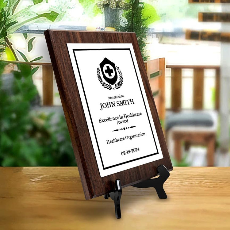 Health Professional Theme Custom Award Plaque | Easel Mount Option | Achievement and Service Personalizable Plaques