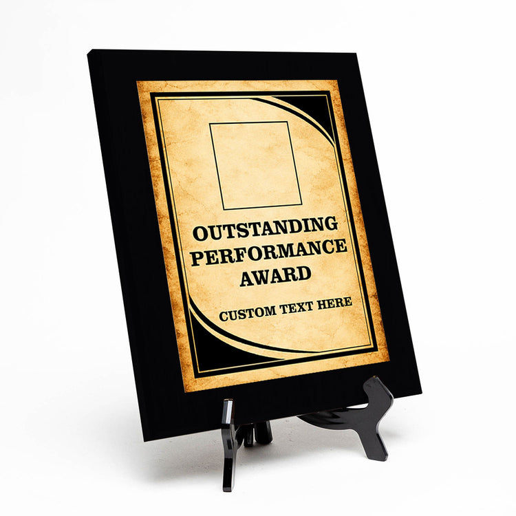 Outstanding Performance Award Personalized (Black) Wall Plaque With Easel Acrylic Stand | Workplace Recognition Ceremonies Award Plaques