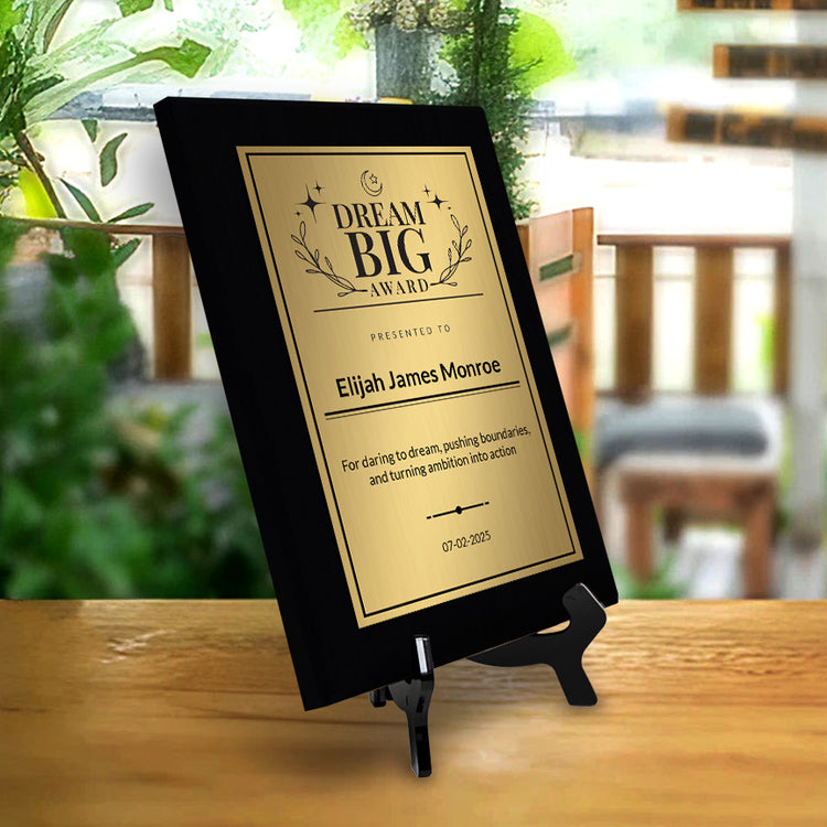 Dream Big Custom Award Wall Plaque With Easel Acrylic Stand | Personal Achievement Wall Plaques